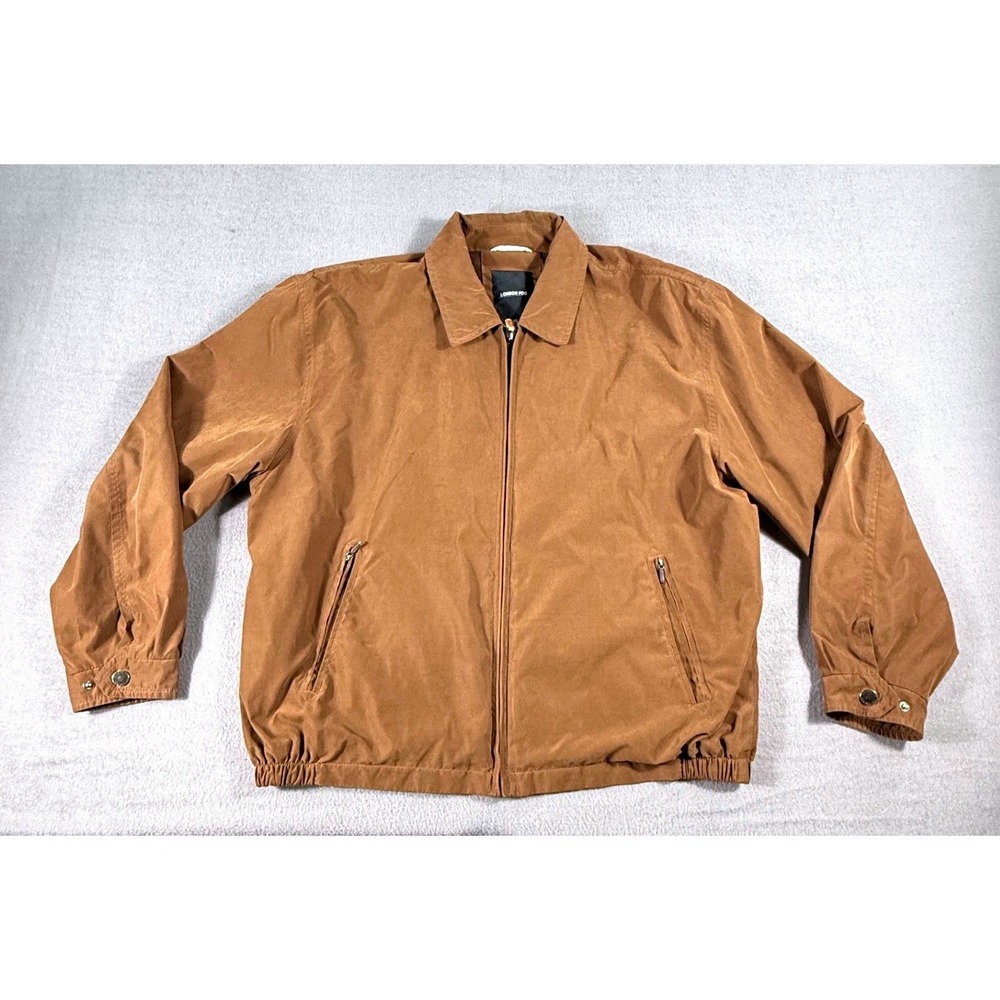 London Fog Brown‎ Zip Front Bomber Jacket Men's XL Classic Casual Normcore